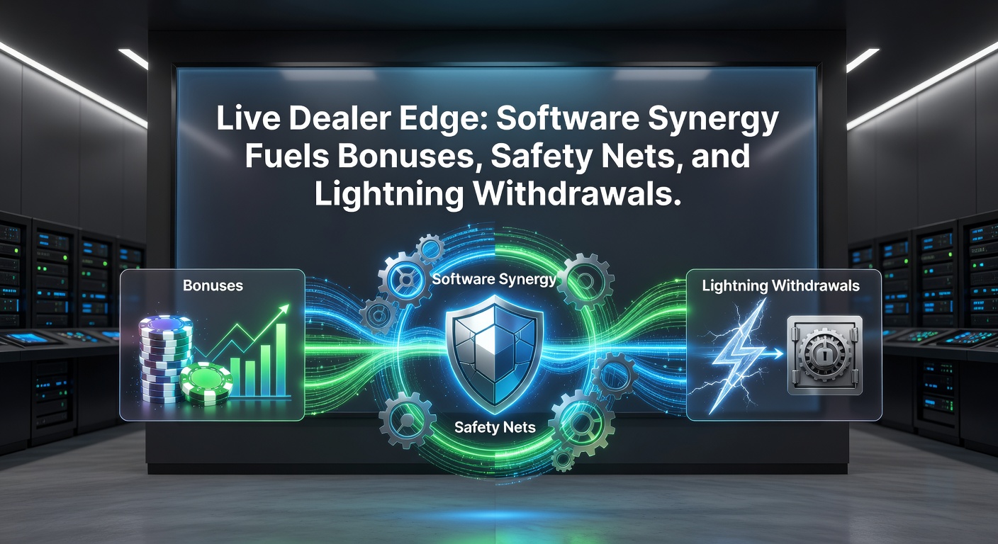 Live-Dealer-Tisch mit High-Tech-Software-Integration in einem modernen Online-Casino-Studio, das Synergien zwischen Technik und Spielerinteraktion zeigt